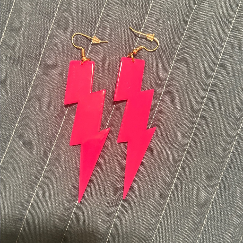 Pink Lightning Bolt Earrings
